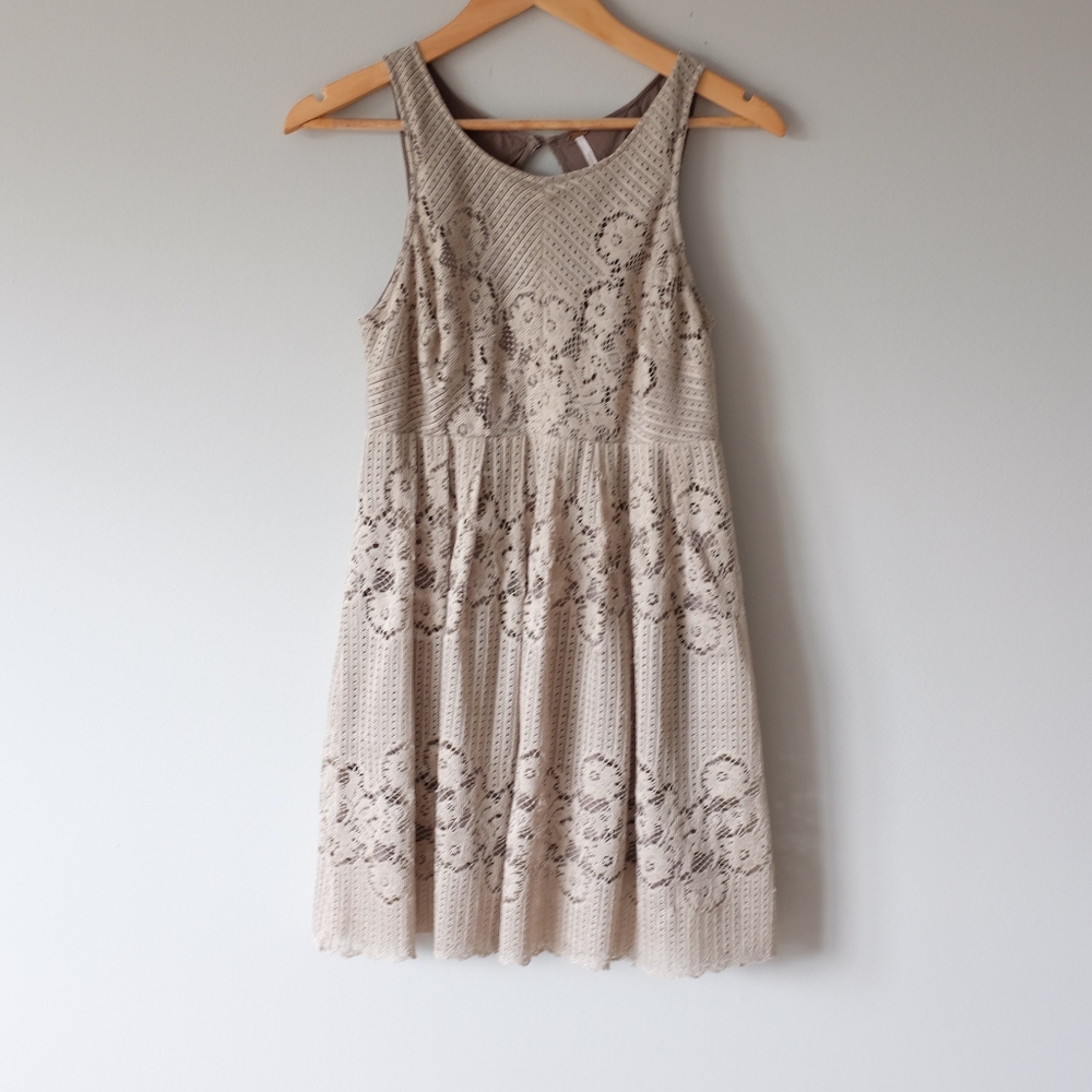 Free People Tan Lace Dress